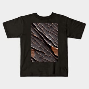 Cracked black Imitation leather, natural and ecological leather print #9 Kids T-Shirt